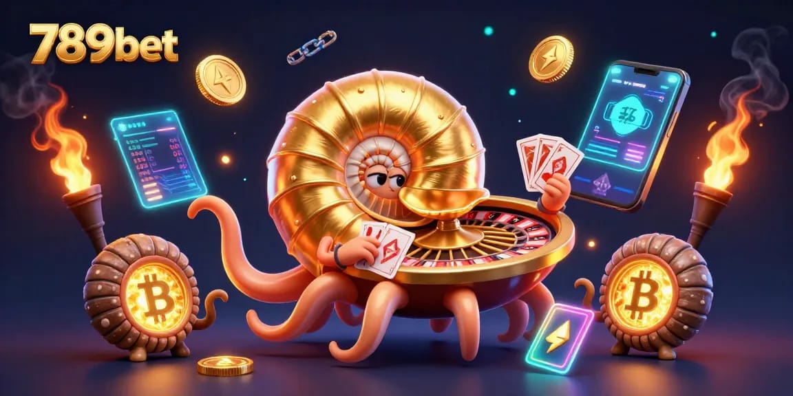 Bet on excitement with 789bet, featuring a vibrant 3D nautilus roulette and illuminated elements.