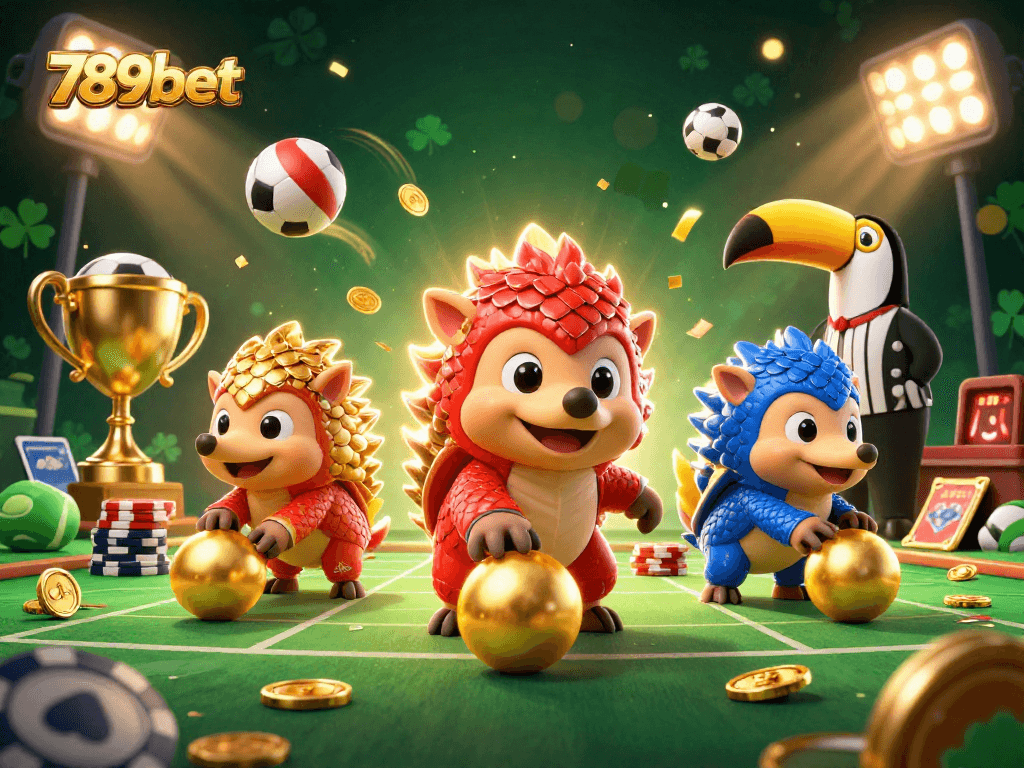 Experience thrilling gaming action with 789bet featuring competitive pangolins in a vibrant casino scene.