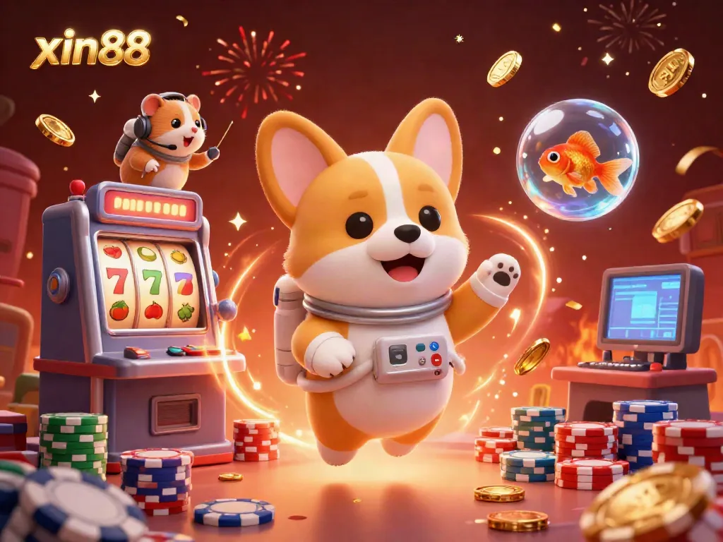 Experience gaming excitement with xin88 in a vibrant space casino scene with adventure-themed characters.