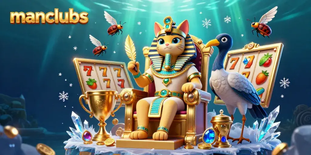Join manclubs for an enthralling casino experience with vibrant slot elements and engaging characters.