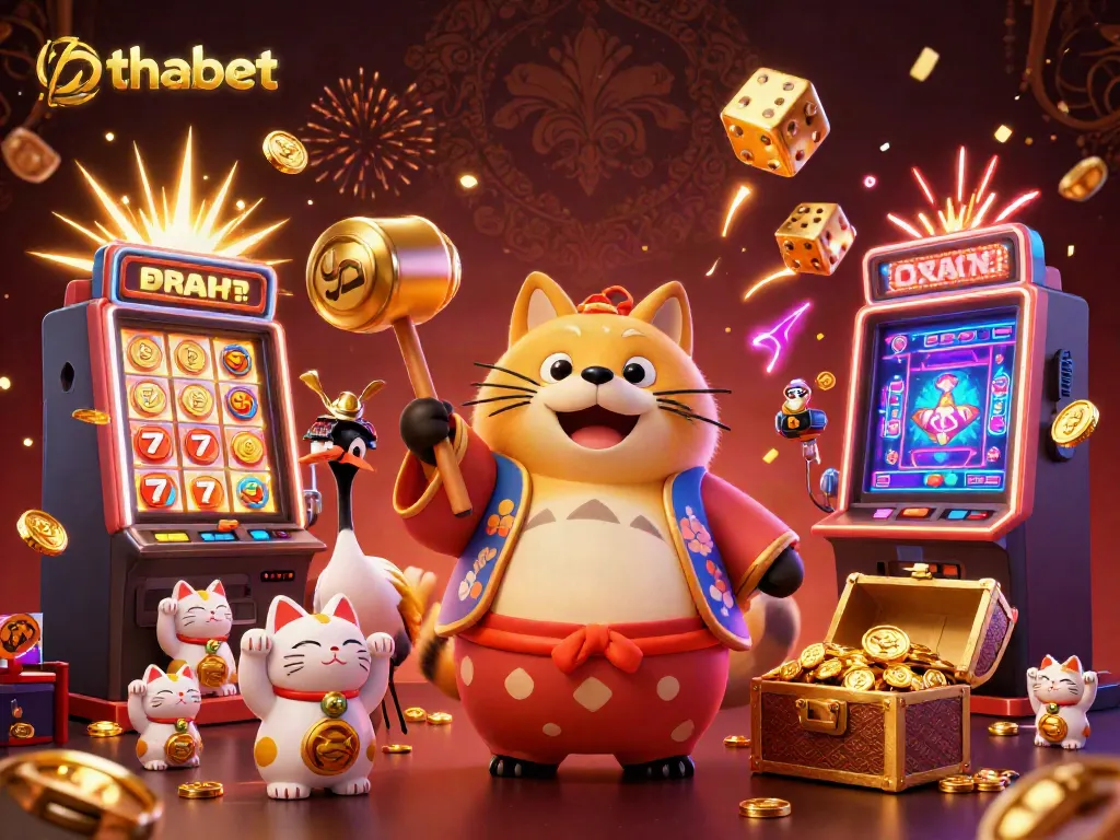 Engage in thrilling gameplay at thabet with vibrant 3D illustrations of characters and casino elements.
