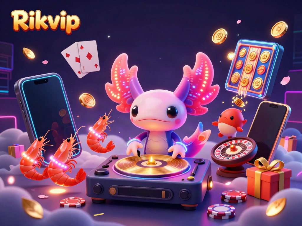 Experience exciting gameplay at Rikvip with vibrant characters and casino elements in this dynamic 3D illustration.