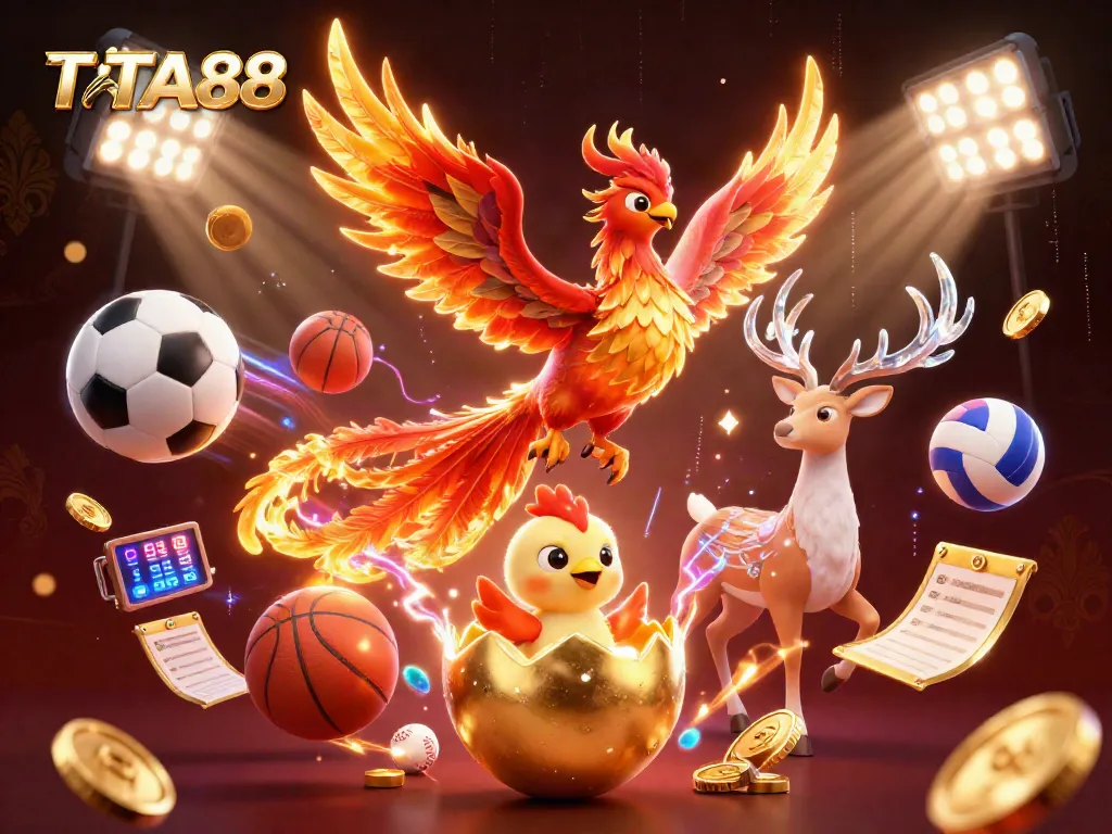 Experience thrilling wins and excitement with TA88 in this vibrant 3D casino scene featuring dynamic sports action.