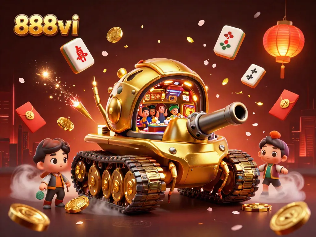 Experience excitement with 888vi's golden beetle tank casino, filled with games and lucky symbols.