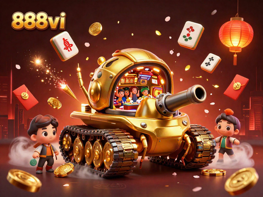 Experience excitement with 888vi's golden beetle tank casino, filled with games and lucky symbols.