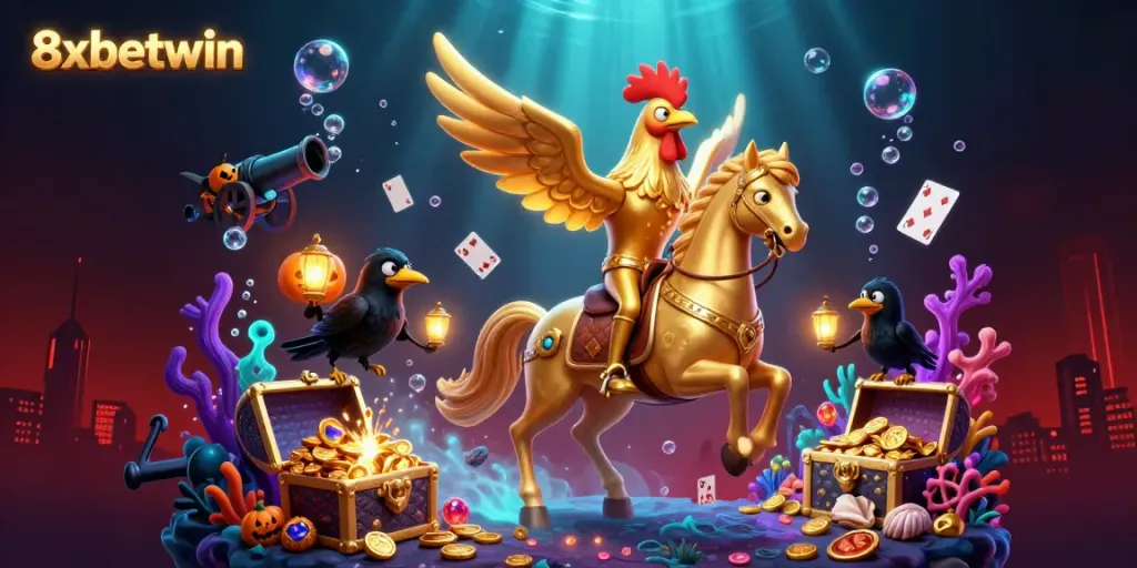 Experience thrilling gameplay at 8xbetwin with our vibrant casino illustration, featuring dazzling characters and rich game elements.