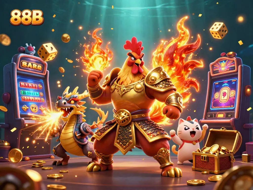 Experience the thrill of 88B with a dynamic scene of cash and gaming excitement.