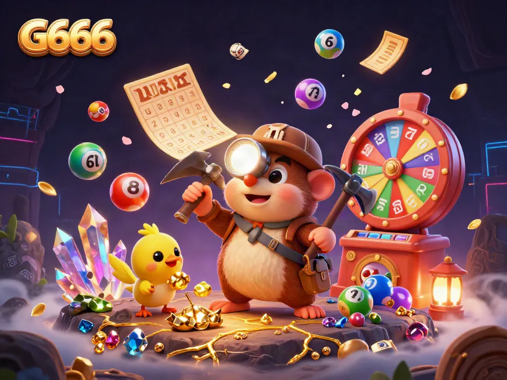 G666 energizes your game with dynamic lottery elements and a colorful treasure scene.