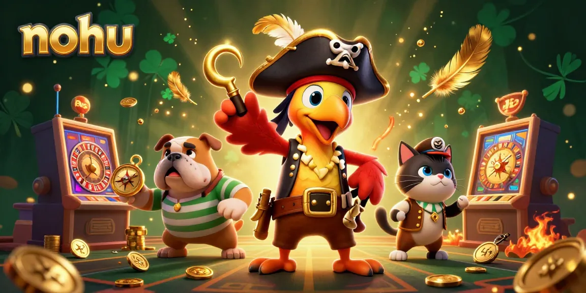 Engage with nohu's thrilling casino experience surrounded by pirates and vibrant gaming elements.