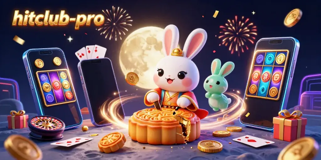 Experience the excitement of hitclub-pro with a vibrant casino-themed 3D illustration featuring festive elements.