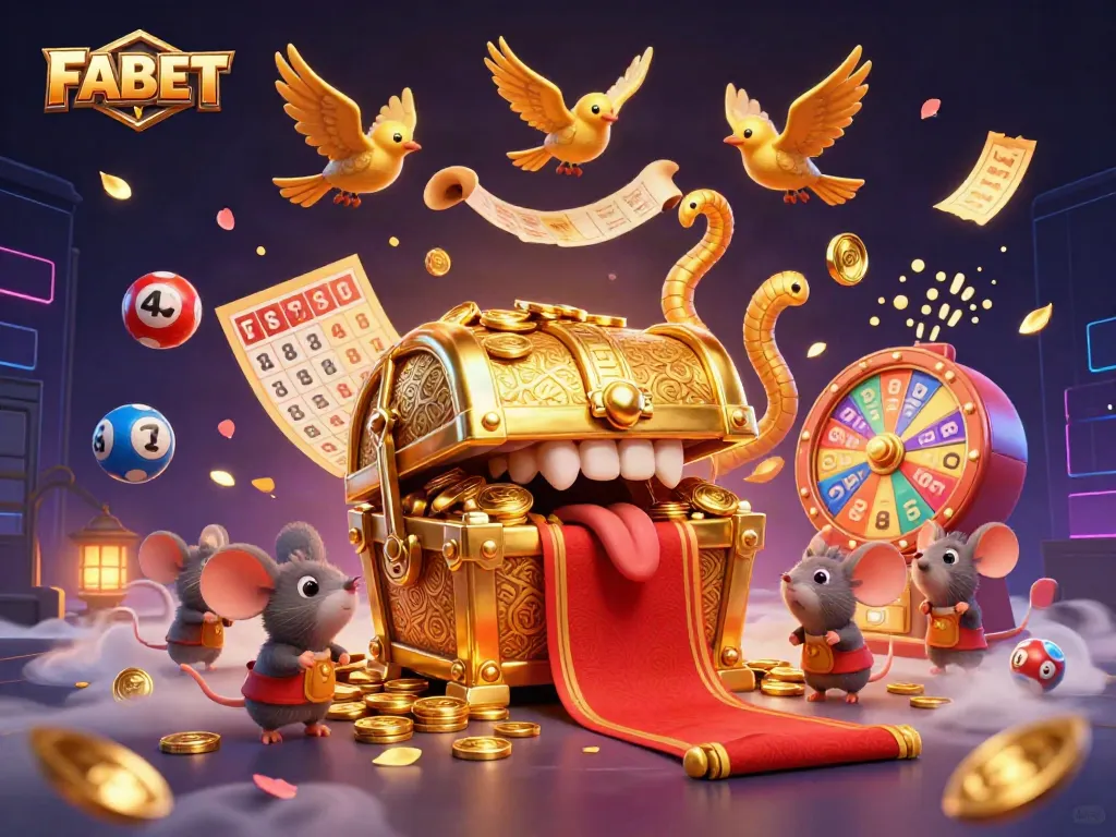 Engage with FABET's thrilling lottery games, featuring colorful bouncing balls and dynamic prize elements.