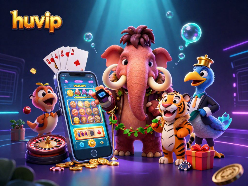 Check IDs with huvip's engaging casino scene featuring exciting gaming elements.