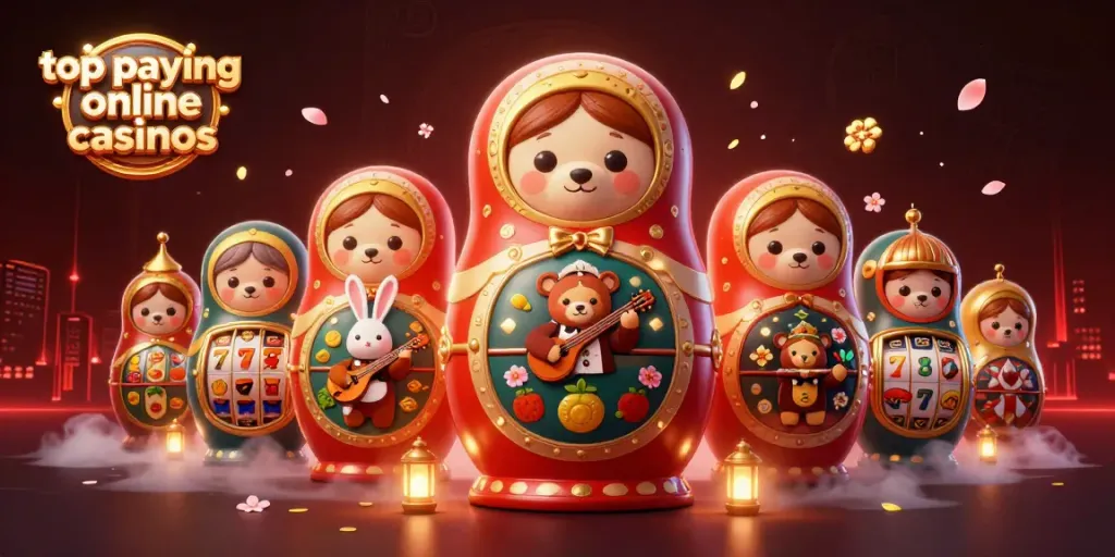 Engage with top paying online casinos as colorful cartoon bears reveal jackpots amidst vibrant elements.
