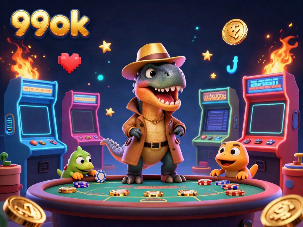 Bet big at 99ok with a cartoon velociraptor card counter ready to win at blackjack.