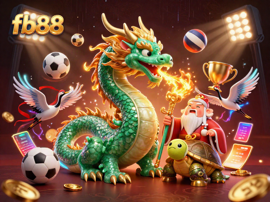 Experience thrilling gameplay with fb88, featuring a jade dragon and dynamic betting elements in a vibrant 3D scene.