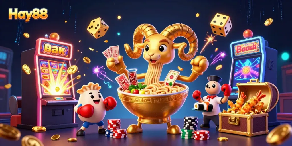 Experience thrilling gameplay at Hay88 with vibrant characters and exciting casino elements.