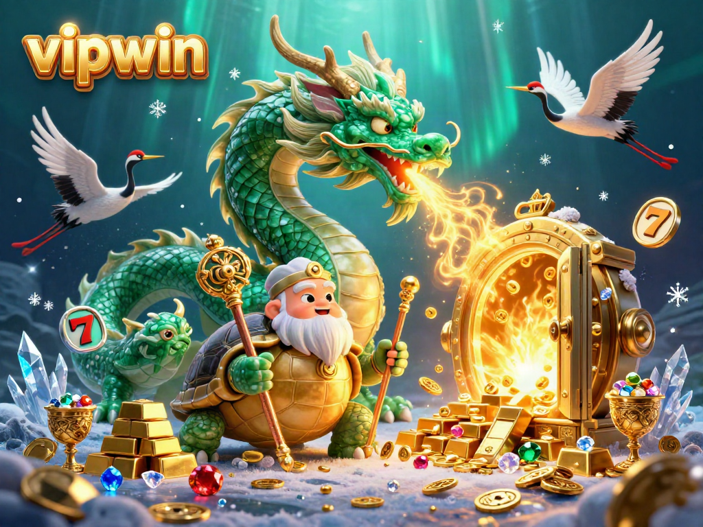 Experience thrilling gameplay at vipwin with lucky dragons and rich treasures in this 3D illustration.
