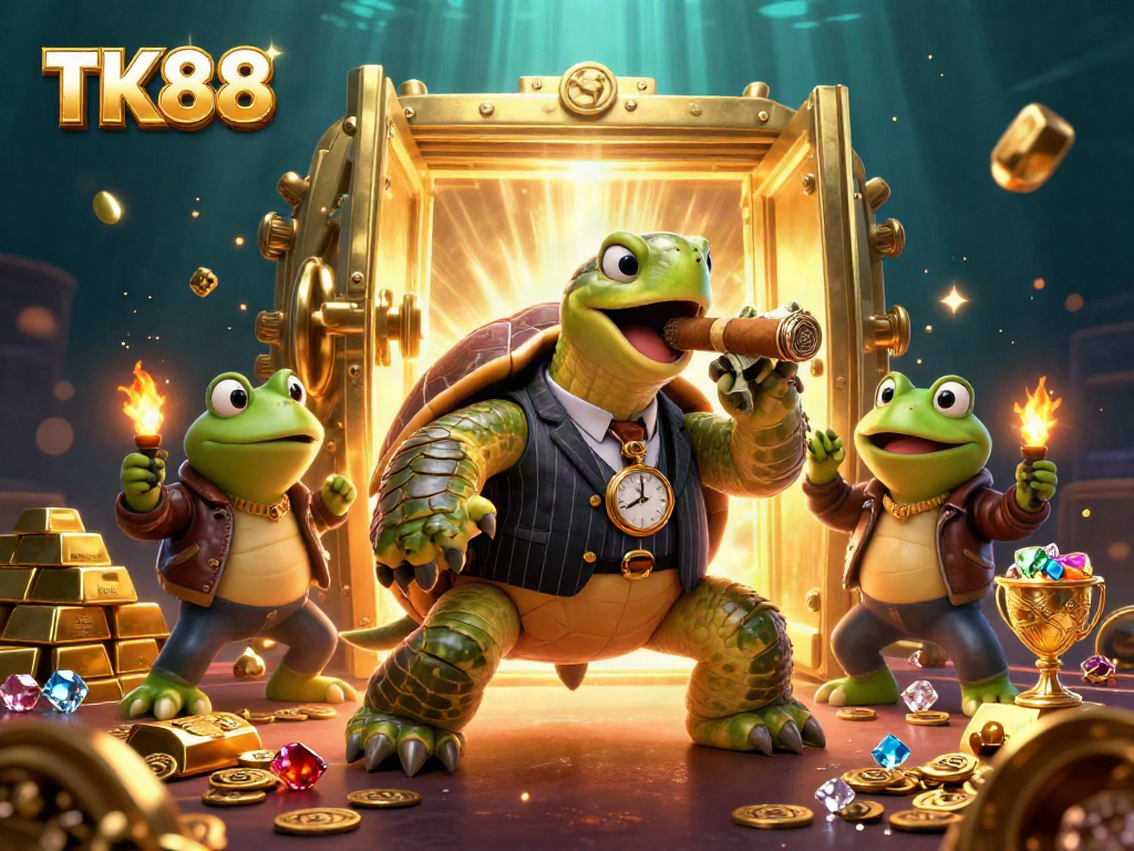 Experience unforgettable thrills at TK88 with a whimsical 3D casino scene full of treasure and excitement.