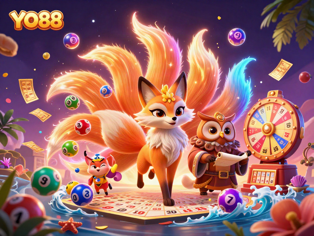 Experience the thrill of gaming at YO88, featuring spirited characters and vibrant gambling elements.