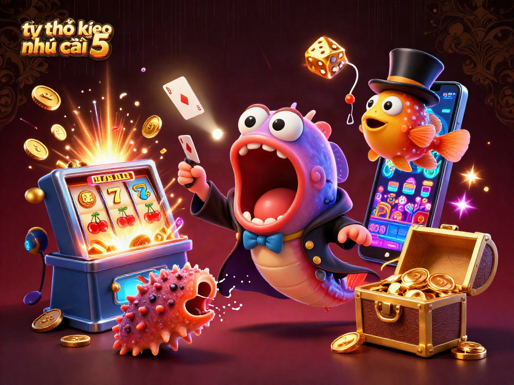 Engage with tỷ lệ kèo nhà cái 5 in a vibrant, dynamic scene packed with casino excitement.