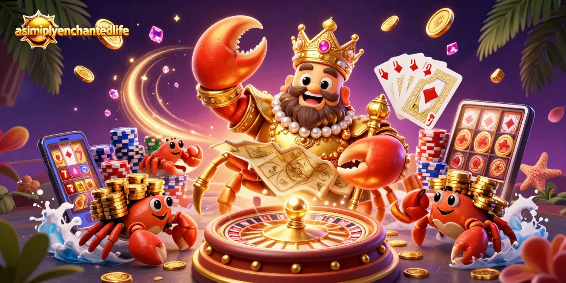 Engage in thrilling gameplay with asimplyenchantedlife as the golden crab emperor commands the casino scene.