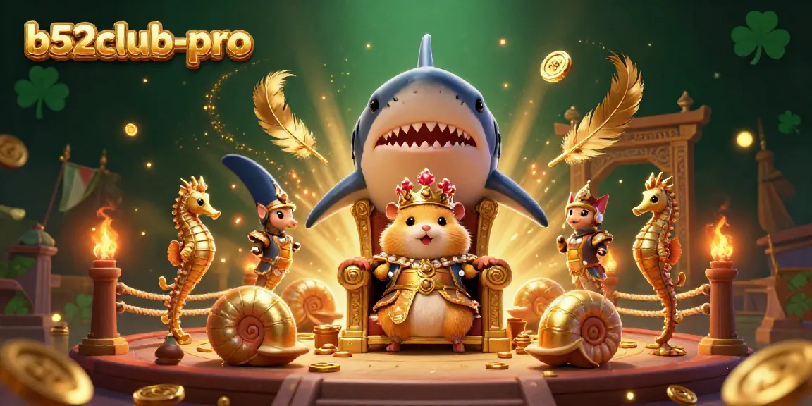 Experience the excitement of b52club-pro with golden hamster king and vibrant casino elements.