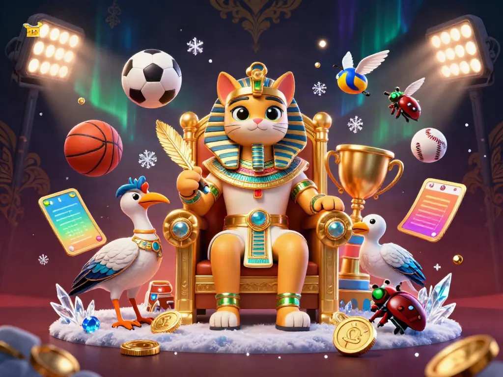 FM88 showcases a vibrant illustration of an Egyptian pharaoh cat and sports symbols, offering thrilling betting experiences.
