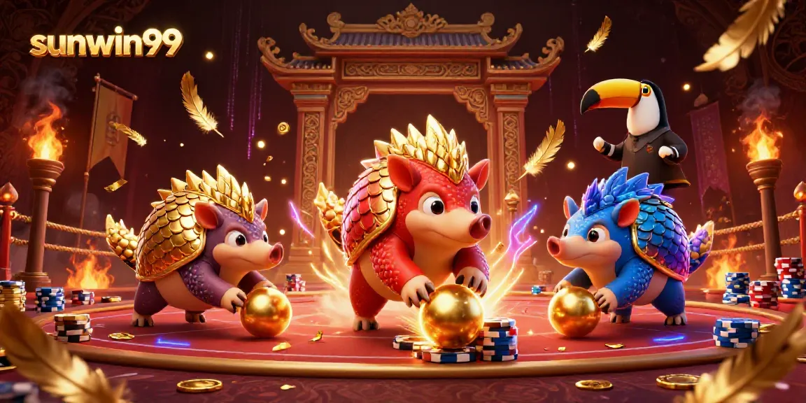 Join the sunwin99 pangolins showdown, rolling through poker chips amid vibrant casino ambiance.