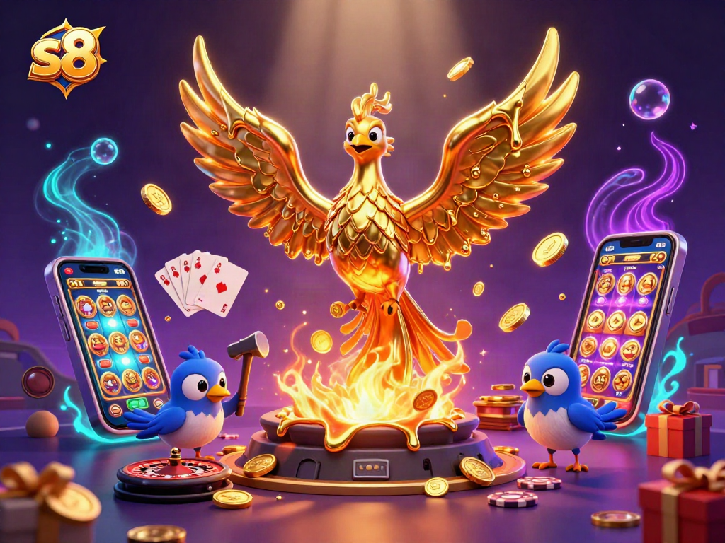 S8 offers thrilling casino experiences with vibrant slot games and a stunning golden phoenix theme.