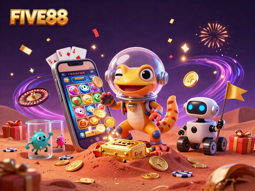 Experience winning excitement at FIVE88 with vibrant 3D casino adventures featuring dynamic gaming elements.