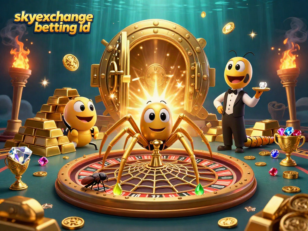 Experience sports betting with the skyexchange betting id in a vibrant, dynamic 3D casino illustration.