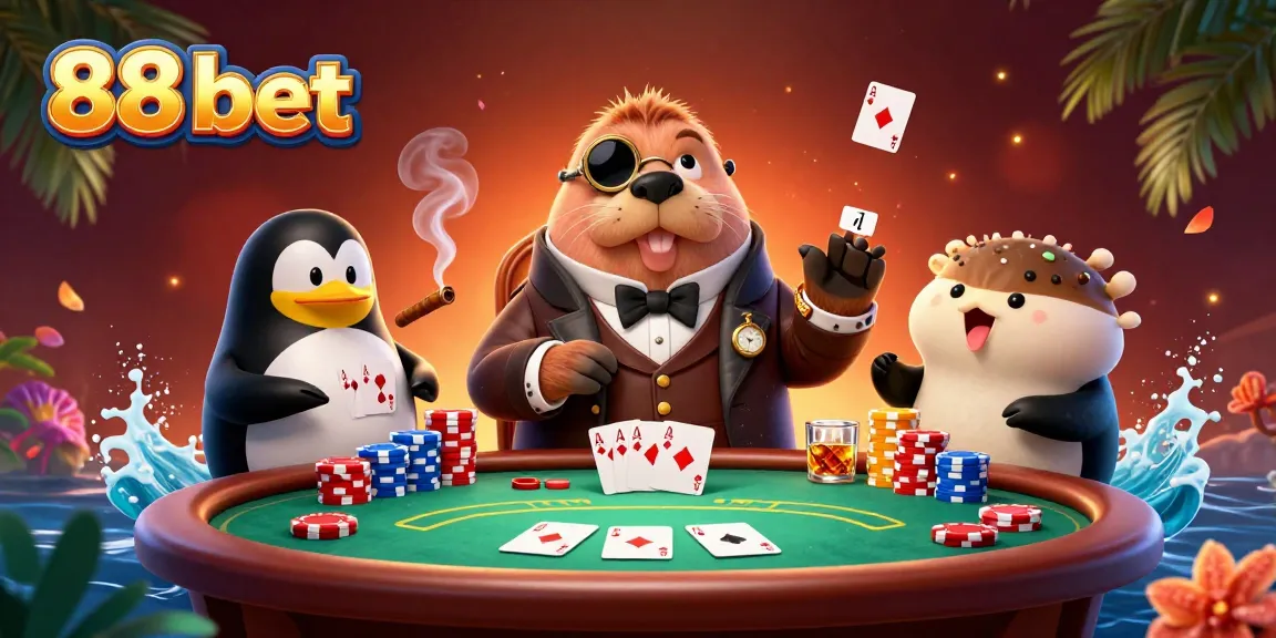 Experience thrilling poker with 88 bet in this vibrant underwater casino battle.