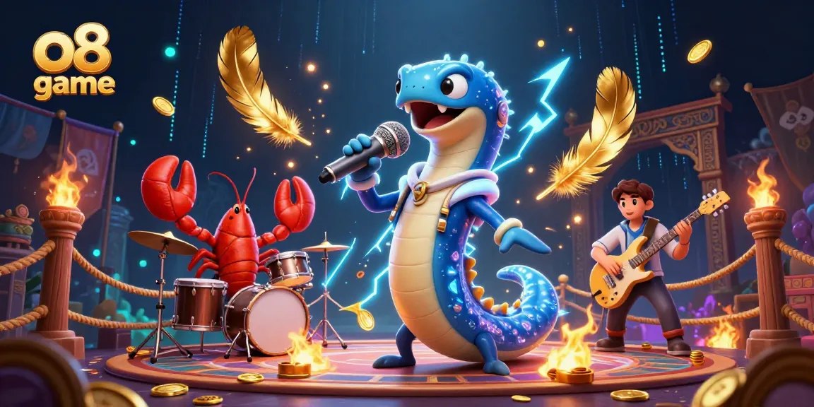 Engage with the vibrant o8 game featuring an electric eel DJ amid thrilling casino action.