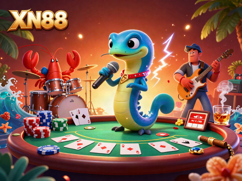 Experience XN88 with a vivid underwater casino scene featuring dynamic characters and rich gaming elements.