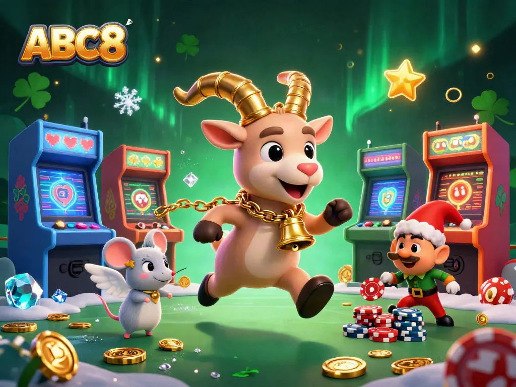Experience thrilling gameplay at ABC8 with whimsical casino characters engaging in action-packed fun.