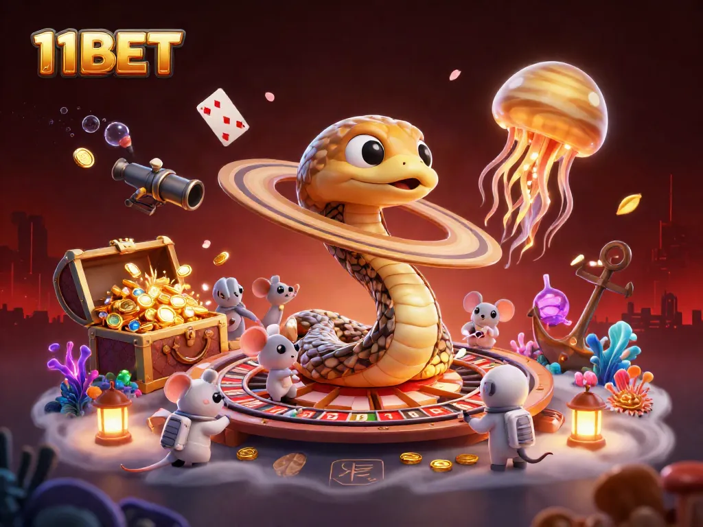 Experience thrilling gaming action with 11BET featuring vibrant cosmic elements and playful characters.