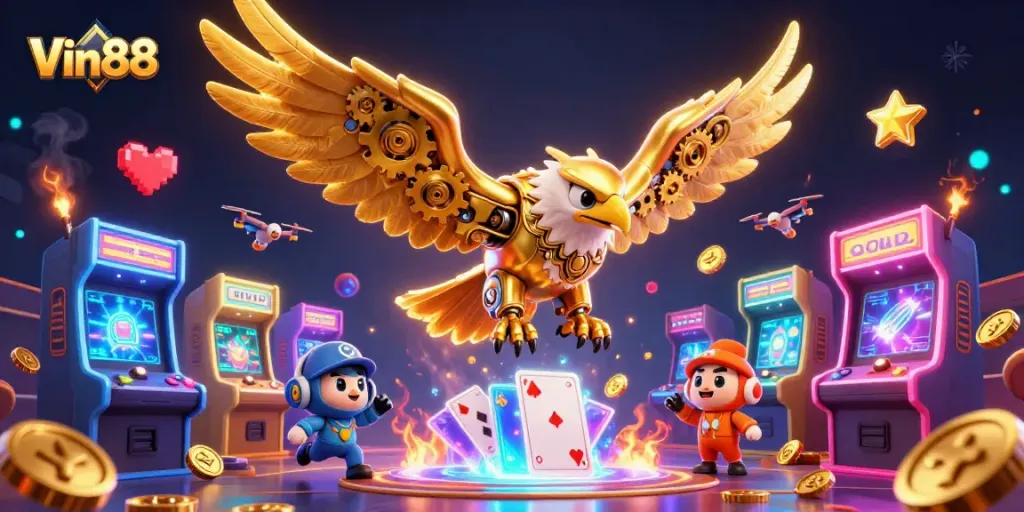 Experience thrilling gameplay at Vin88 with vibrant 3D elements showcasing dynamic casino excitement.